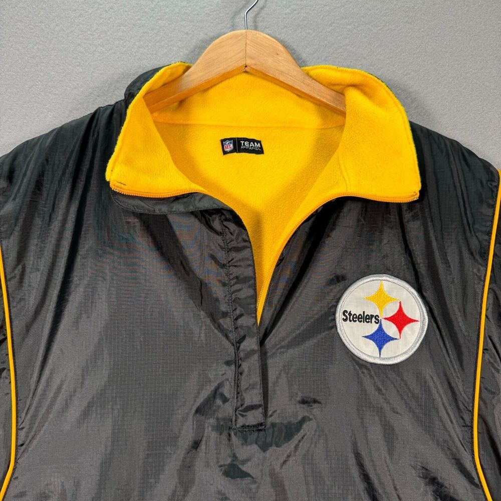 Pittsburgh Steelers Reversible Jacket‎ Mens Large Black Yellow NFL Team Apparel - Picture 5 of 15